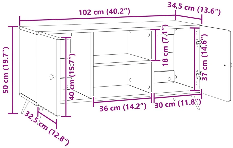 TV staliukas Televizoriaus spintelė Balta 102 x 34,5 x 50 cm