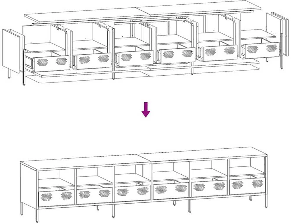 TV staliukas Televizoriaus spintelė, balta, 202x39x43,5cm, plienas