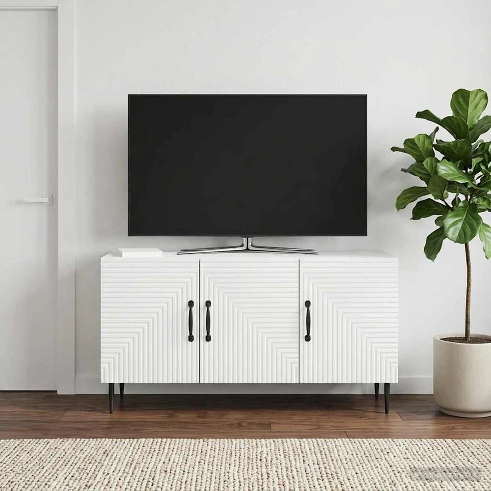 TV staliukas Televizoriaus spintelė Balta 99 x 34,5 x 50 cm Apdirbta mediena