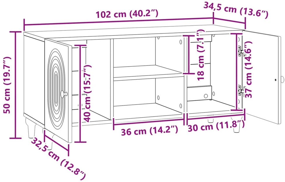 TV staliukas Televizoriaus spintelė Balta 102 x 34,5 x 50 cm