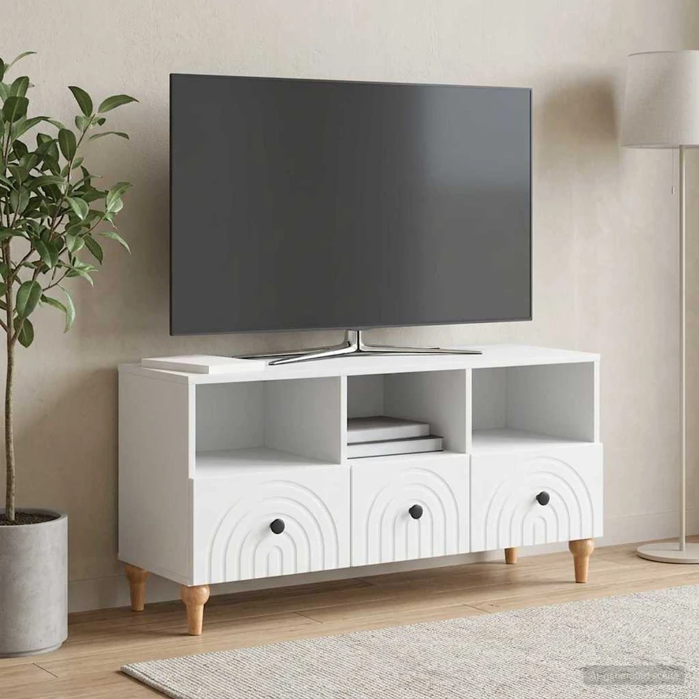 TV staliukas Televizoriaus spintelė Baltas 102 x 34,5 x 50 cm