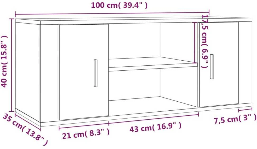 TV staliukas Televizoriaus spintelė, baltos spalvos, 100x35x40cm, mediena