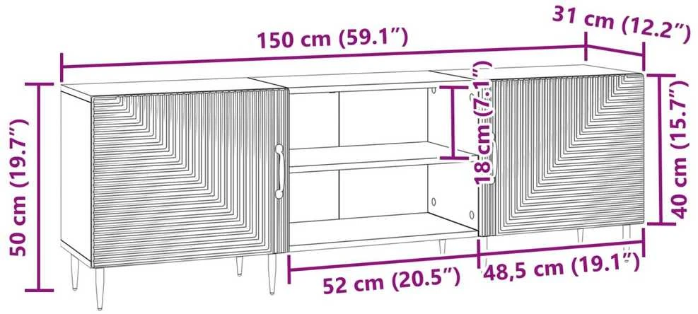 TV staliukas Televizoriaus spintelė 150 x 31 x 50 cm Betono pilka