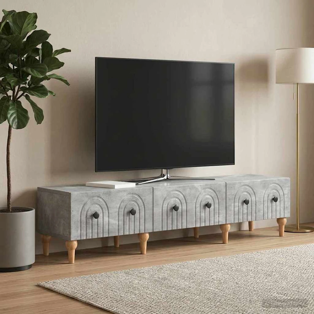 TV staliukas Televizoriaus spintelė Betono pilka 147 x 34,5 x 30 cm