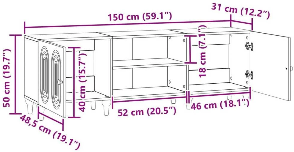 TV staliukas Televizoriaus spintelė 150 x 31 x 50 cm Betono pilka