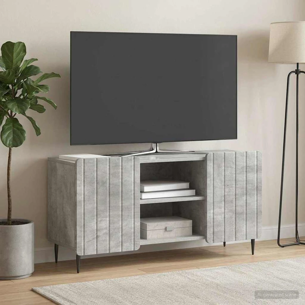 TV staliukas Televizoriaus spintelė 102 x 34,5 x 52 cm Betono pilka