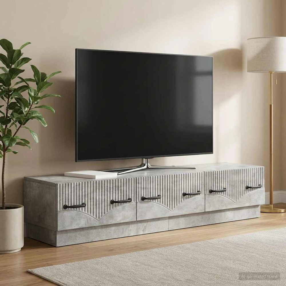 TV staliukas Televizoriaus spintelė Betono pilka 147 x 34,5 x 27 cm
