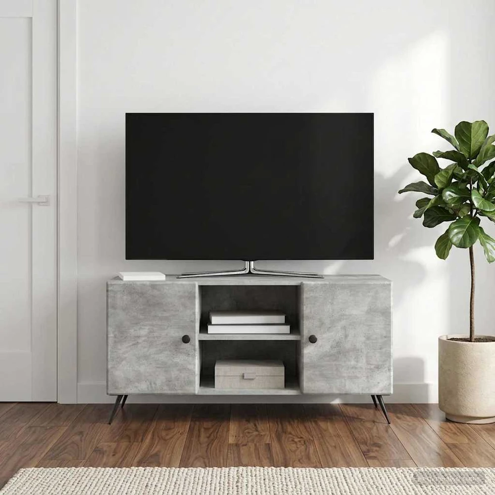 TV staliukas Televizoriaus spintelė 102 x 34,5 x 50 cm Betono pilka