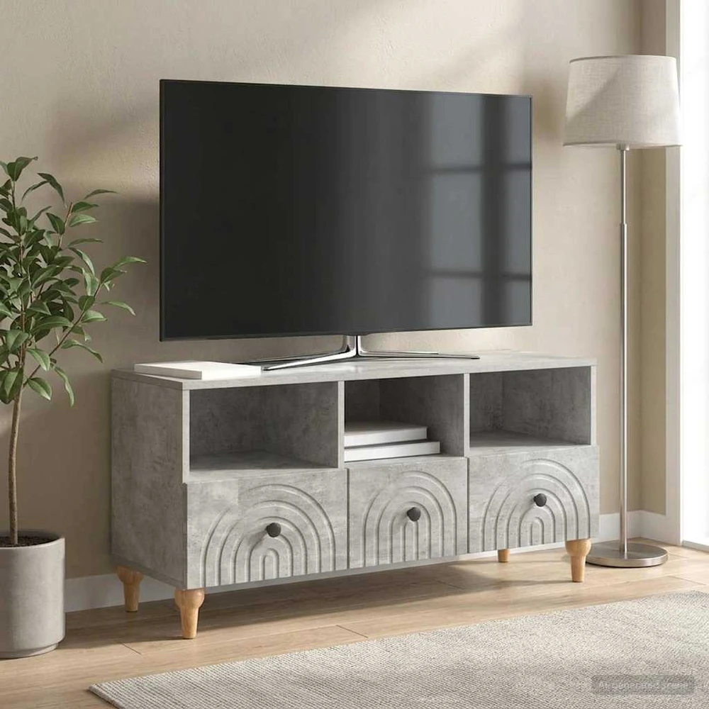 TV staliukas Televizoriaus spintelė 102 x 34,5 x 50 cm Betono Pilka