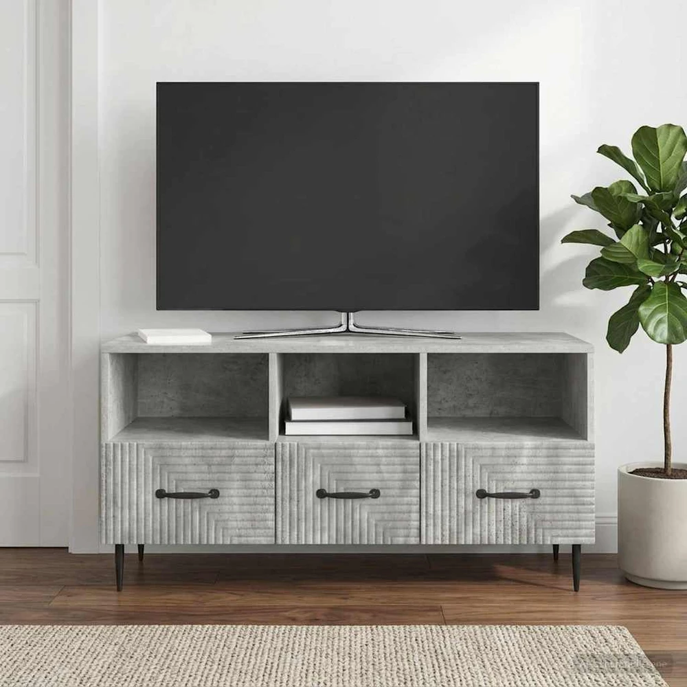 TV staliukas Televizoriaus spintelė Betono pilka 102 x 34,5 x 50 cm