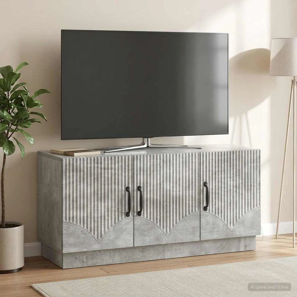 TV staliukas Televizoriaus spintelė Betono pilka 99 x 34,5 x 47 cm