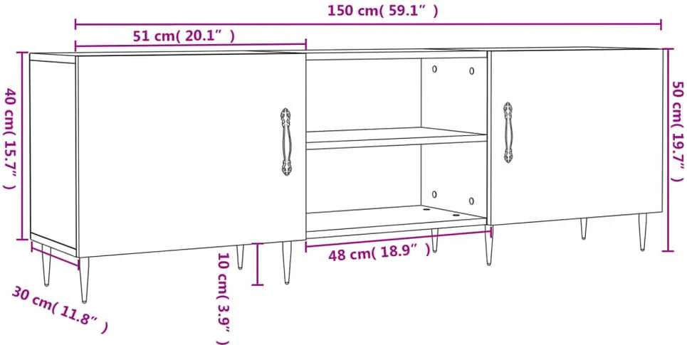 TV staliukas Televizoriaus spintelė, betono pilka, 150x30x50cm, mediena