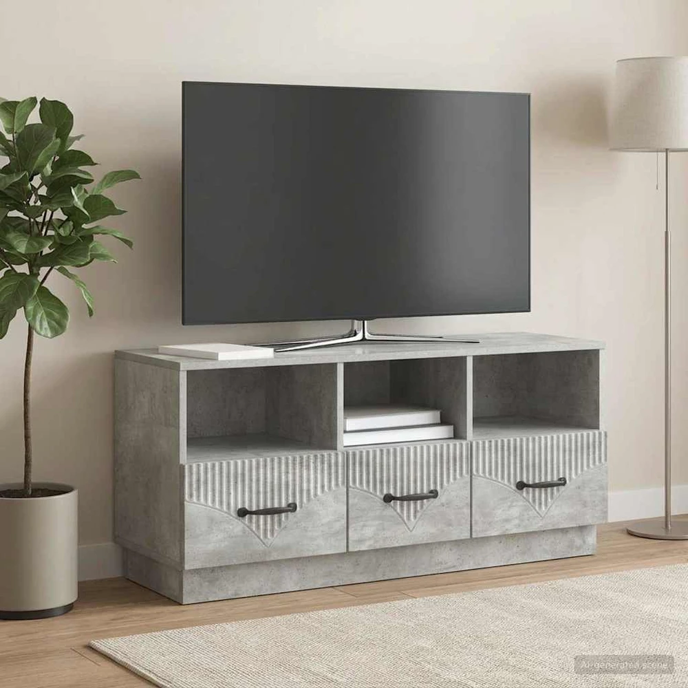 TV staliukas Televizoriaus spintelė Betono pilka 102 x 34,5 x 47 cm