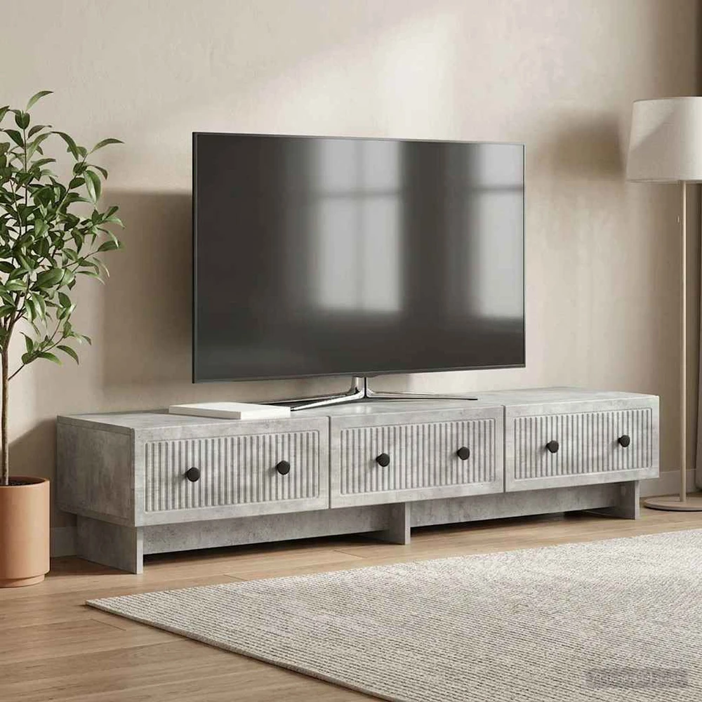 TV staliukas Televizoriaus spintelė 147 x 34,5 x 30 cm Betono pilka