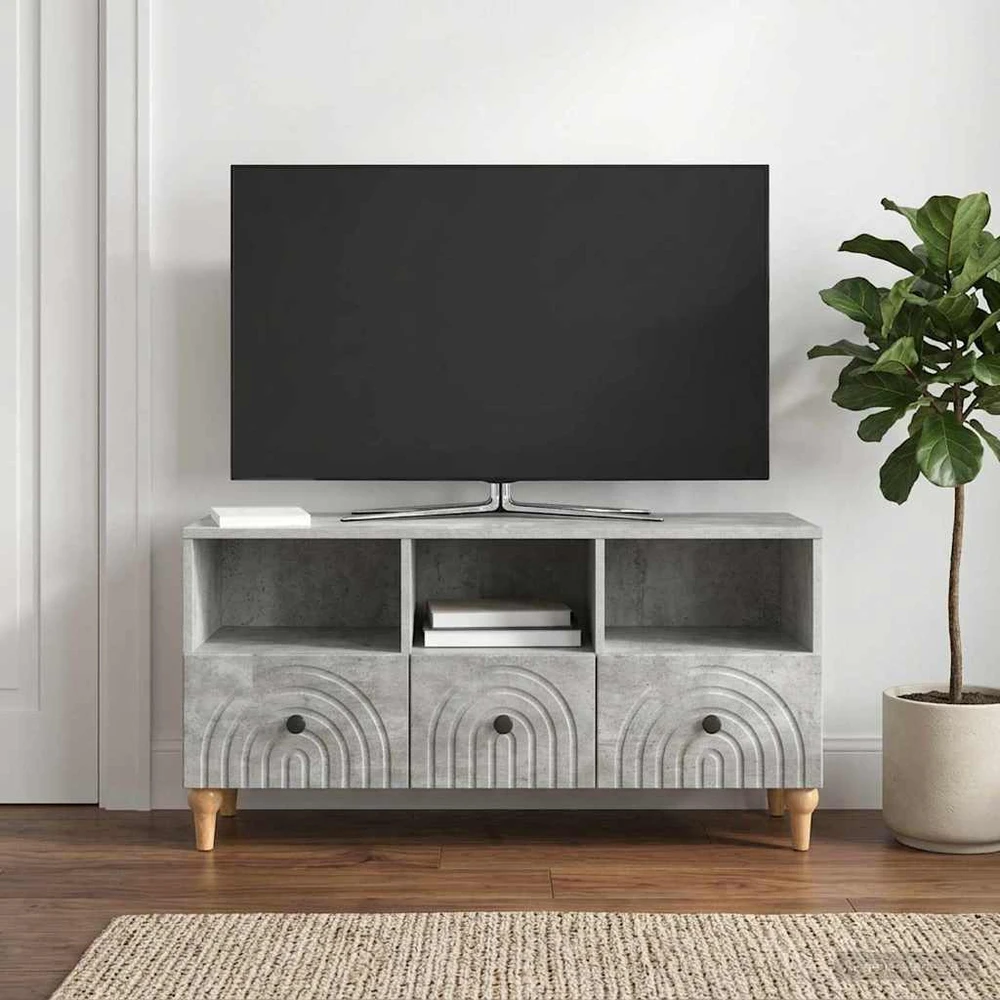 TV staliukas Televizoriaus spintelė 102 x 34,5 x 50 cm Betono Pilka