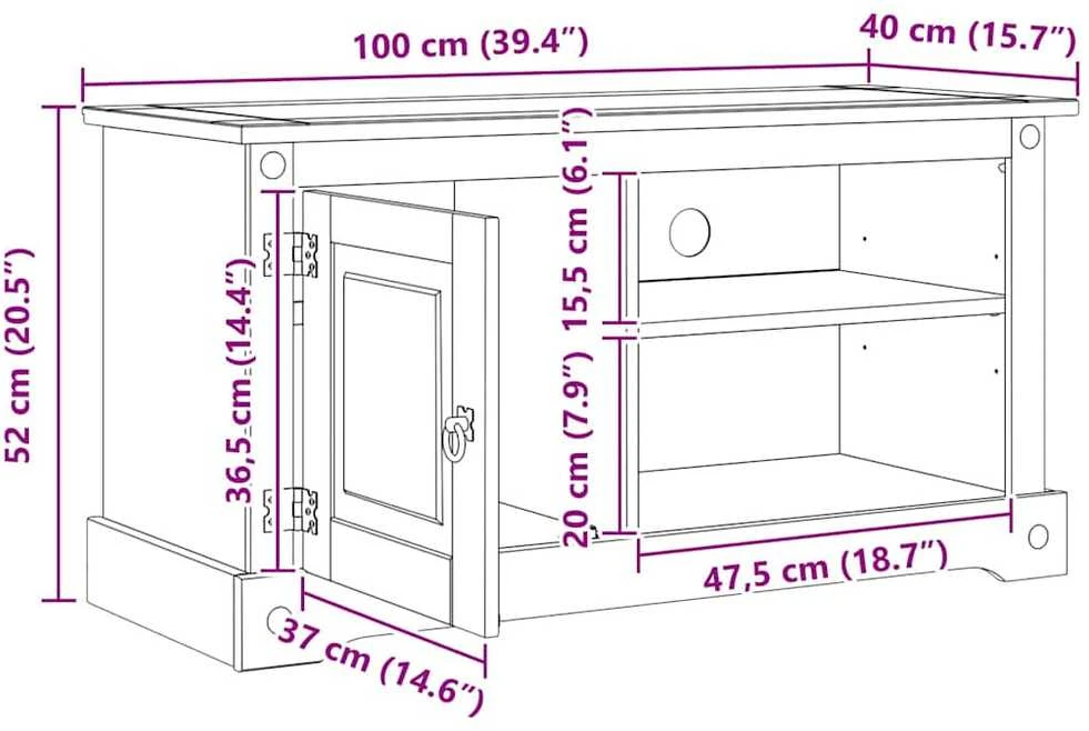 TV staliukas Televizoriaus spintelė CORONA 100 x 40 x 52 cm Balta