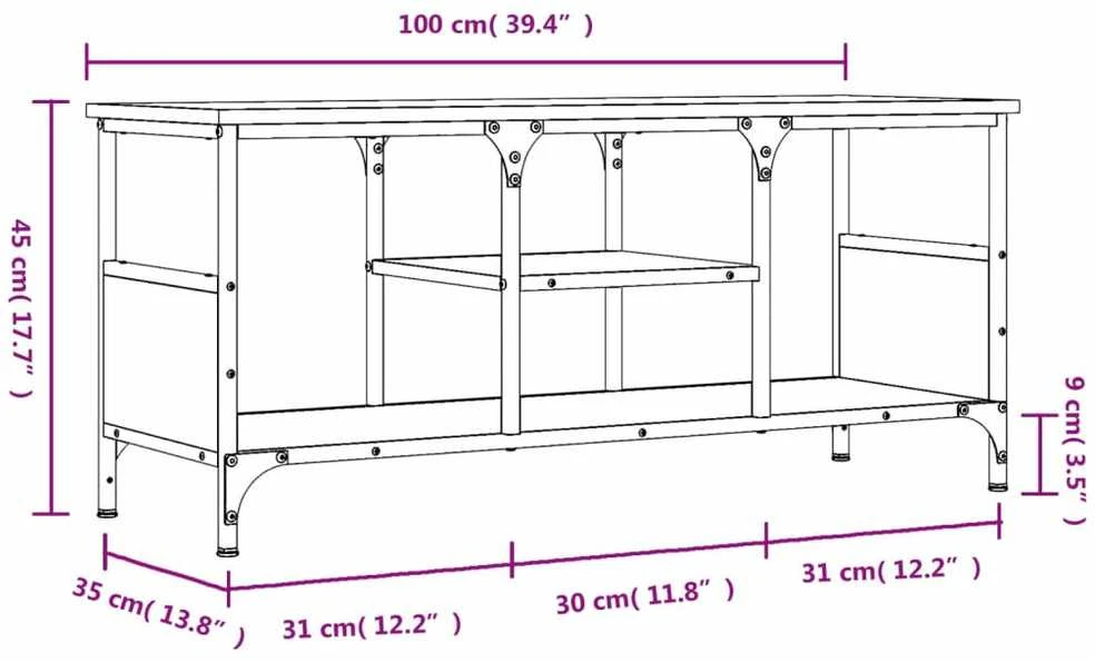 TV staliukas Televizoriaus spintelė, dūminė, 100x35x45cm, mediena ir geležis
