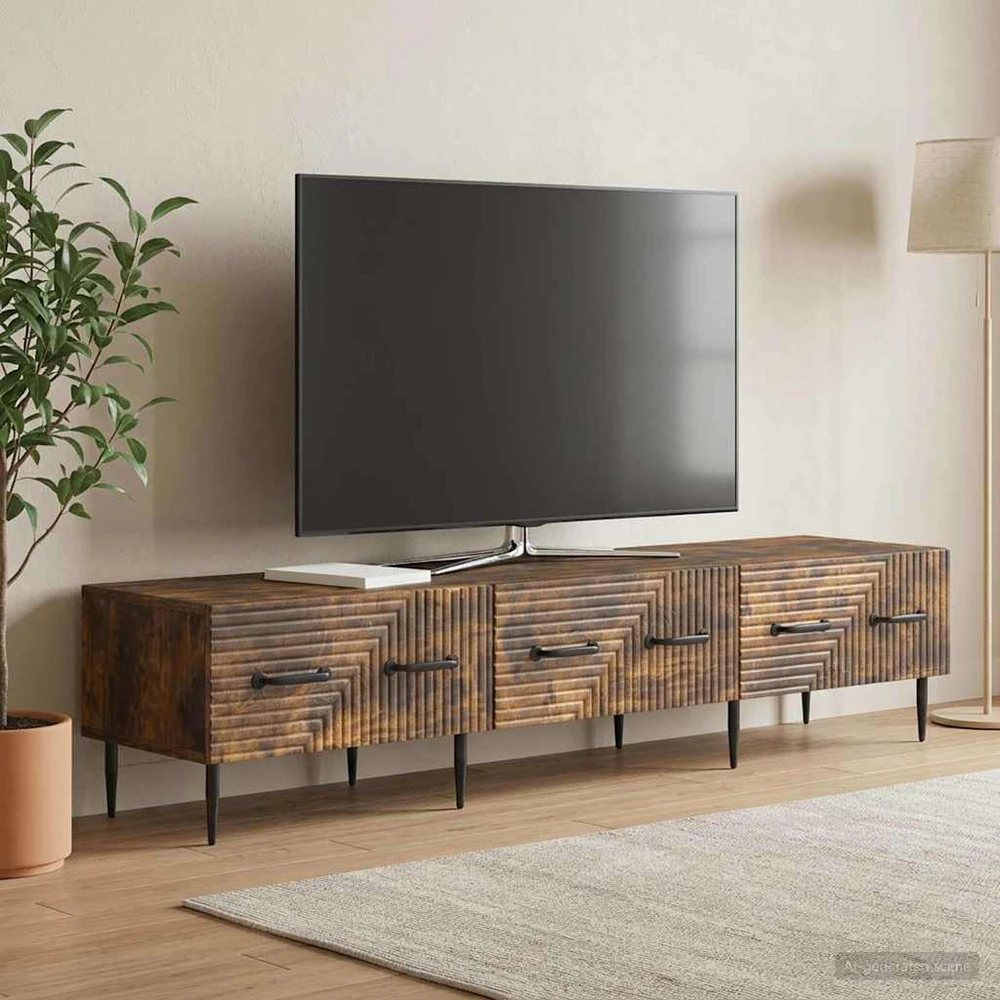 TV staliukas Televizoriaus spintelė Dūminio ąžuolo 147 x 34,5 x 30 cm