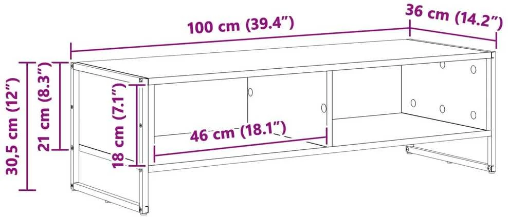 TV staliukas Televizoriaus spintelė 100 x 36.5 x 30.5 cm Dūminis ąžuolas