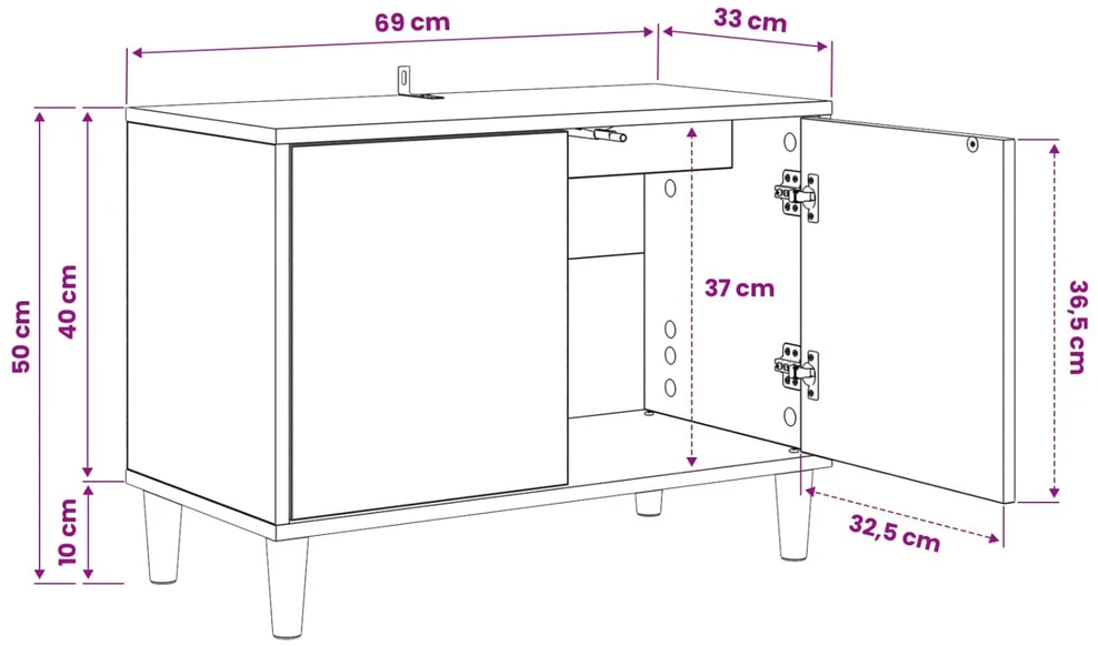 TV staliukas Televizoriaus spintelė GELEEN 69 x 33 x 50 cm Sonoma ąžuolo