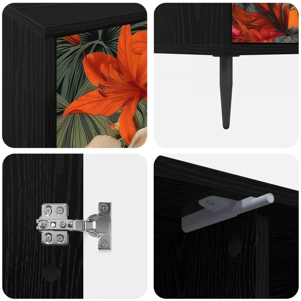 TV staliukas Televizoriaus spintelė GENNEP 102 x 33 x 51 cm Juodojo ąžuolo