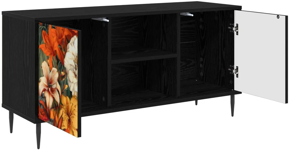 TV staliukas Televizoriaus spintelė GENNEP 102 x 33 x 51 cm Juodojo ąžuolo