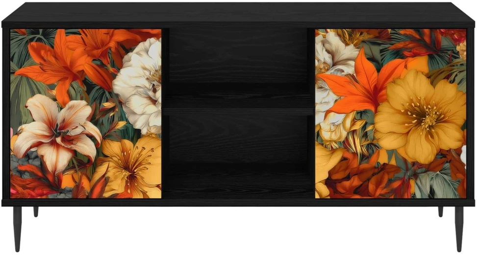 TV staliukas Televizoriaus spintelė GENNEP 102 x 33 x 51 cm Juodojo ąžuolo