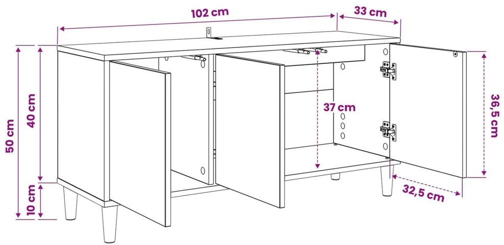 TV staliukas Televizoriaus spintelė HEESCH 102 x 33 x 50 cm Sonoma ąžuolo