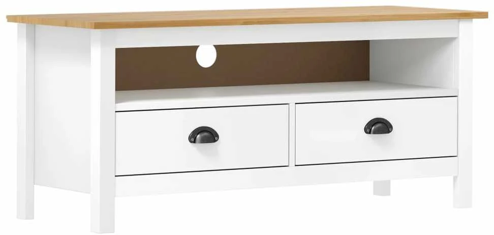 TV staliukas Televizoriaus spintelė Hill, balta, 110x40x47cm, pušies masyvas