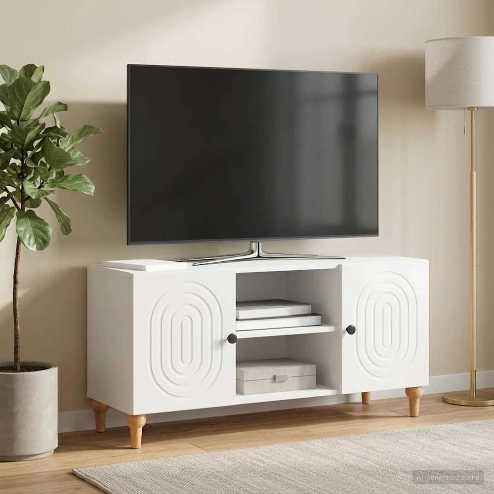 TV staliukas Televizoriaus spintelė Itin blizgi balta 102 x 34,5 x 50 cm
