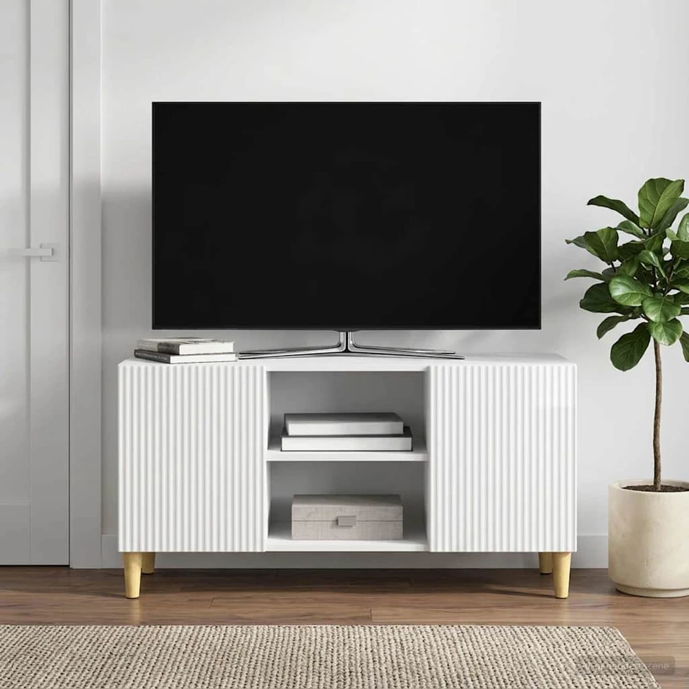 TV staliukas Televizoriaus spintelė 102 x 34,5 x 50 cm Itin blizgi balta