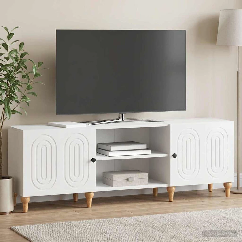 TV staliukas Televizoriaus spintelė 150 x 31 x 50 cm Itin blizgi balta