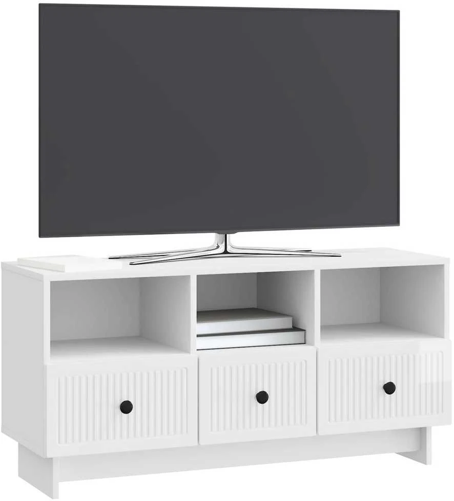 TV staliukas Televizoriaus spintelė Itin blizgi balta 102 x 34,5 x 50 cm