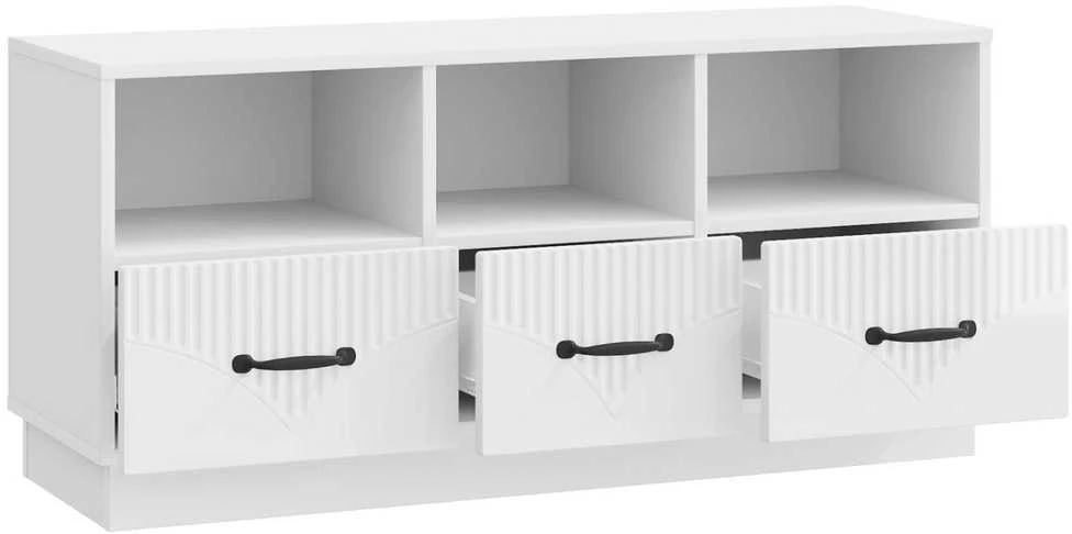 TV staliukas Televizoriaus spintelė Itin blizgi balta 102 x 34,5 x 47 cm