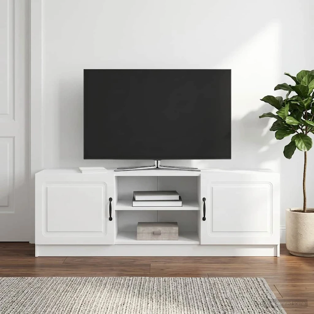 TV staliukas Televizoriaus spintelė Itin blizgi balta 150 x 31 x 47 cm