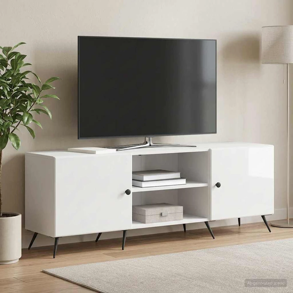 TV staliukas Televizoriaus spintelė 150 x 31 x 50 cm Itin blizgi balta