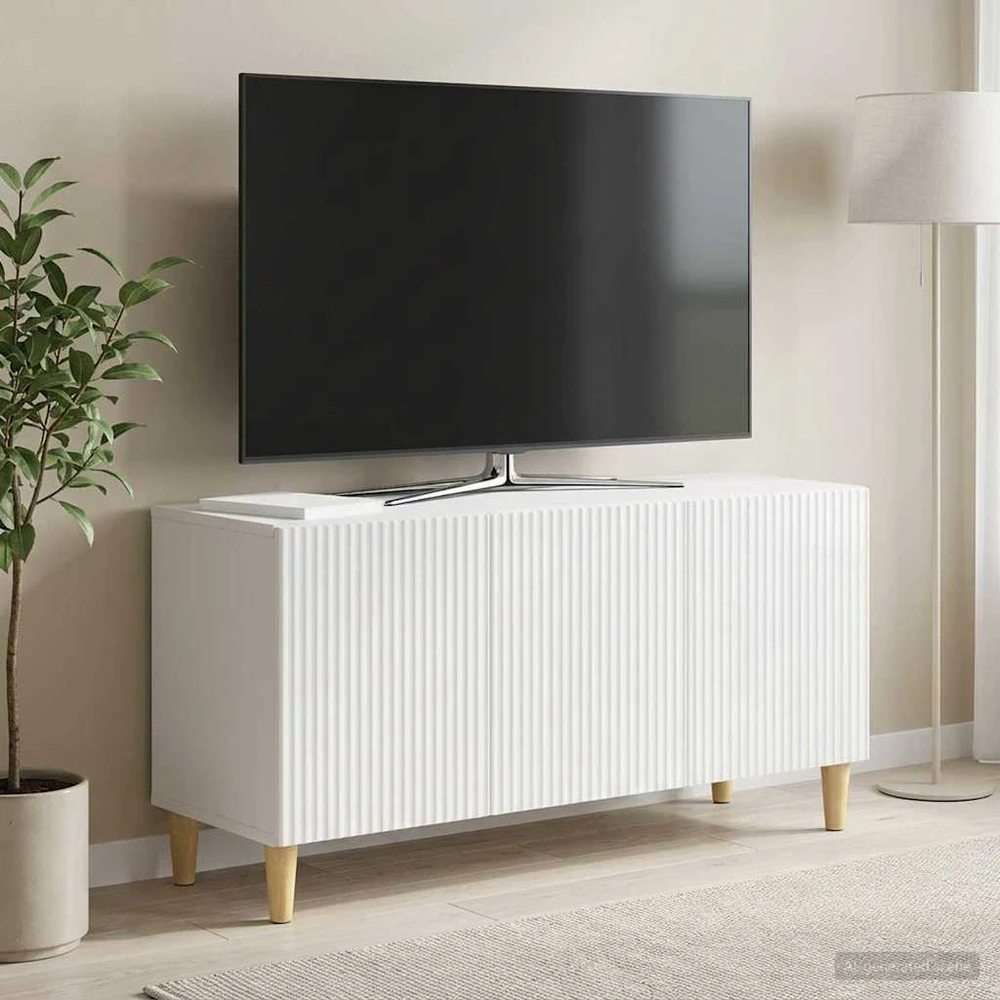 TV staliukas Televizoriaus spintelė 99 x 34,5 x 50 cm Itin blizgi balta