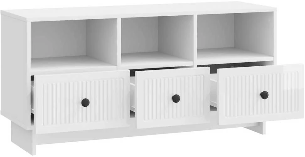 TV staliukas Televizoriaus spintelė Itin blizgi balta 102 x 34,5 x 50 cm