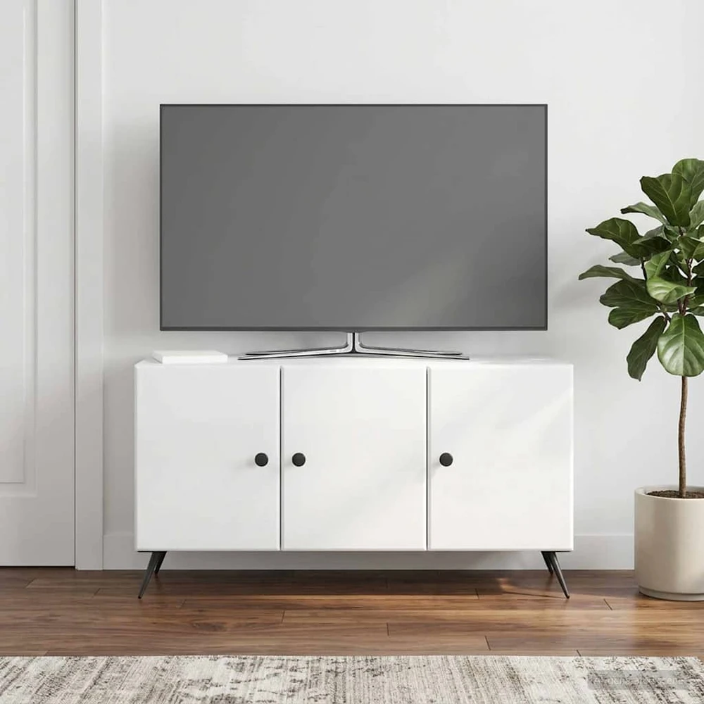 TV staliukas Televizoriaus spintelė Itin blizgi balta 99 x 34,5 x 50 cm