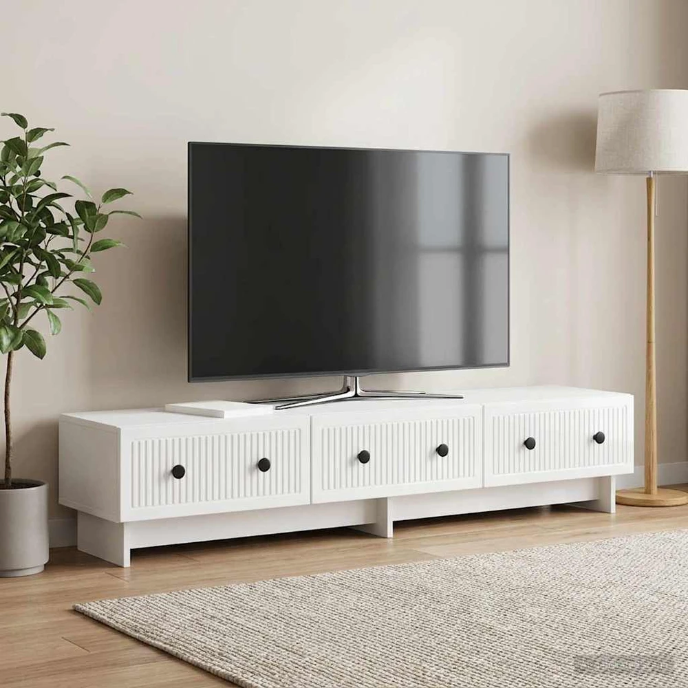 TV staliukas Televizoriaus spintelė 147 x 34,5 x 30 cm Itin blizgi balta