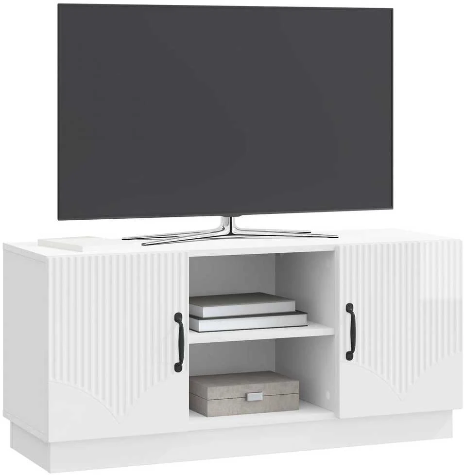 Televizoriaus spintelė 102 x 34,5 x 47 cm Itin blizgi balta