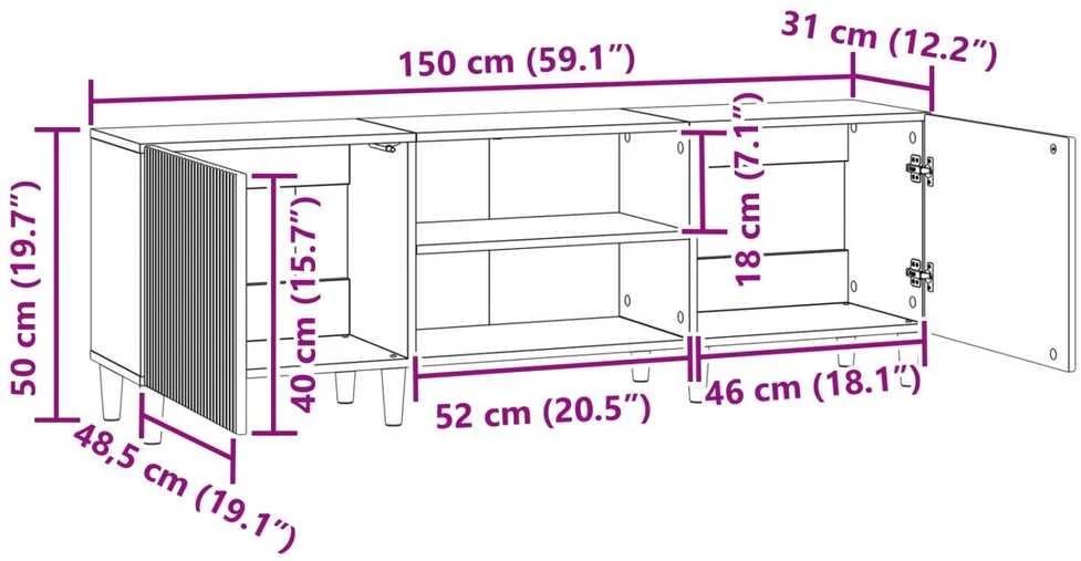 TV staliukas Televizoriaus spintelė Itin blizgi balta 150 x 31 x 50 cm