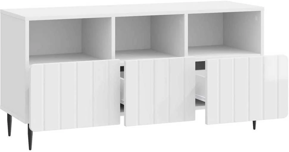 TV staliukas Televizoriaus spintelė Itin blizgi balta 102 x 34,5 x 50 cm