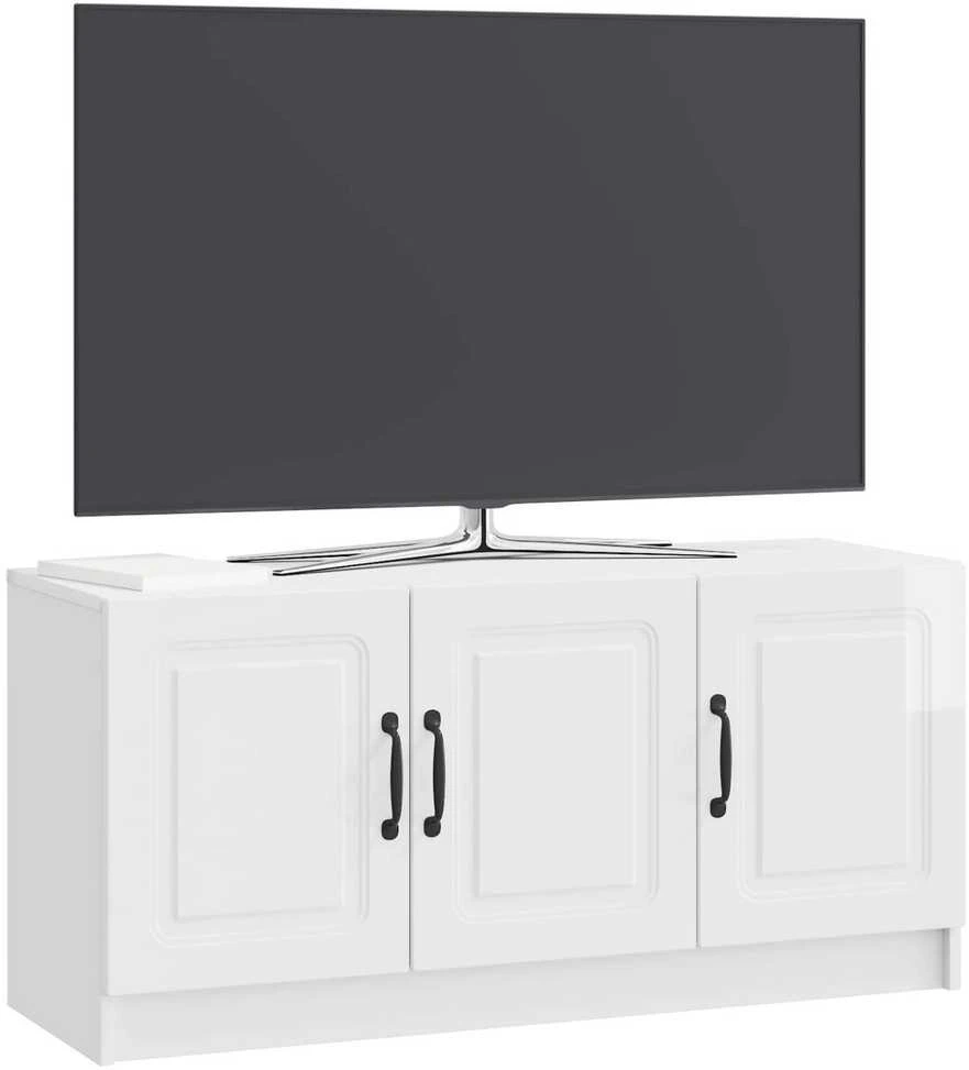 TV staliukas Televizoriaus spintelė Itin blizgi balta 99 x 34,5 x 47 cm