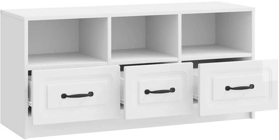 TV staliukas Televizoriaus spintelė Itin blizgi balta 102 x 34,5 x 47 cm