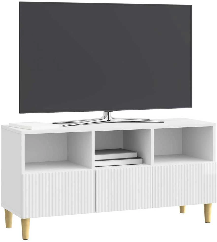 TV staliukas Televizoriaus spintelė 102 x 34,5 x 50 cm Itin blizgi balta
