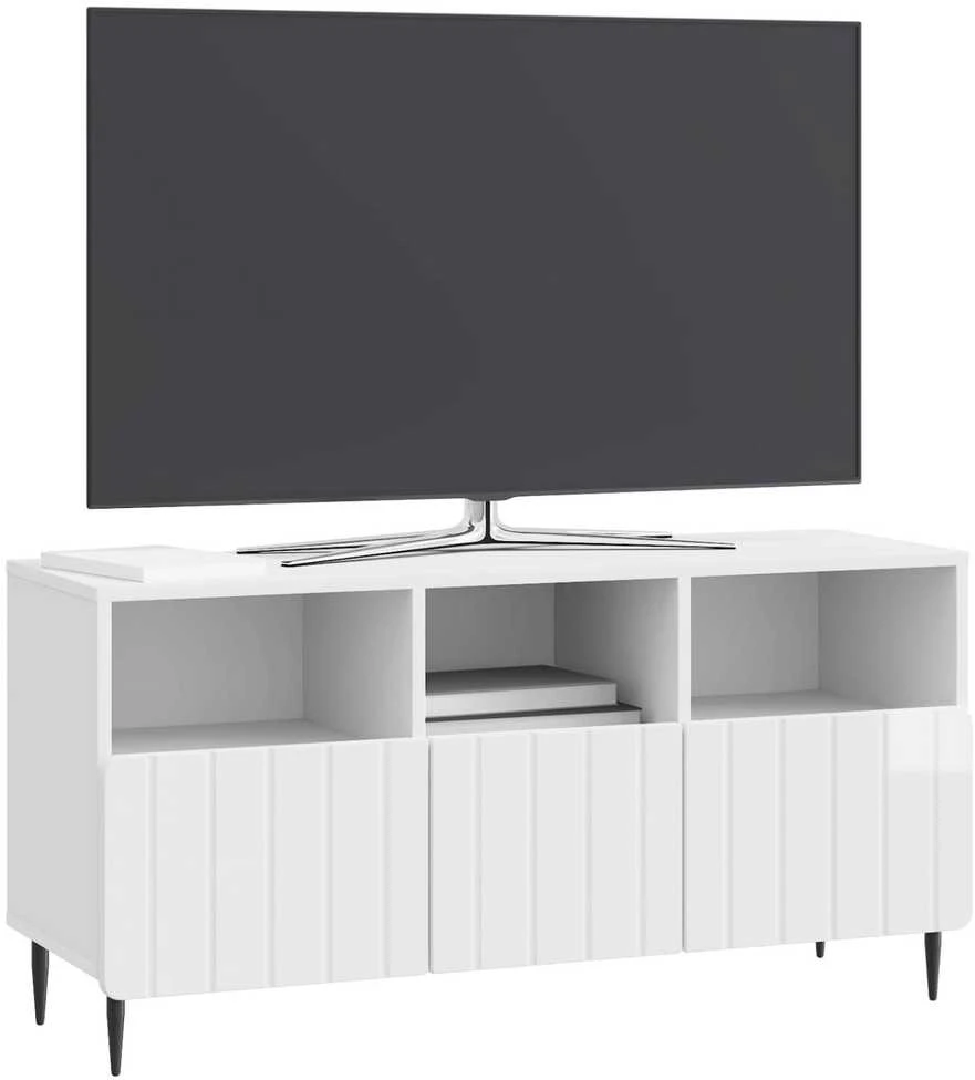 TV staliukas Televizoriaus spintelė Itin blizgi balta 102 x 34,5 x 50 cm