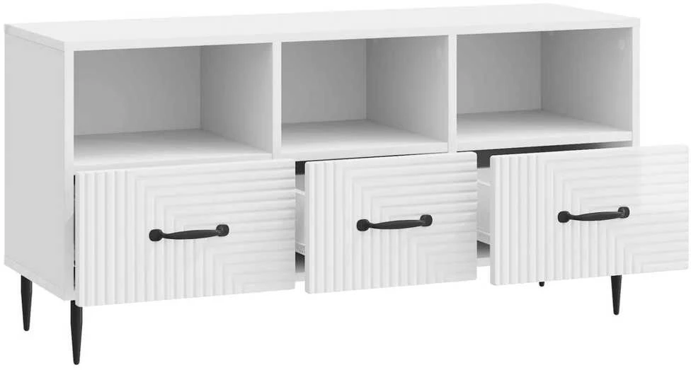 TV staliukas Televizoriaus spintelė Itin blizgi balta 102 x 34,5 x 50 cm
