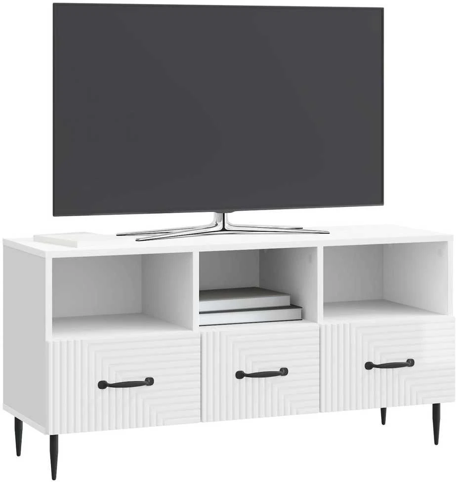 TV staliukas Televizoriaus spintelė Itin blizgi balta 102 x 34,5 x 50 cm
