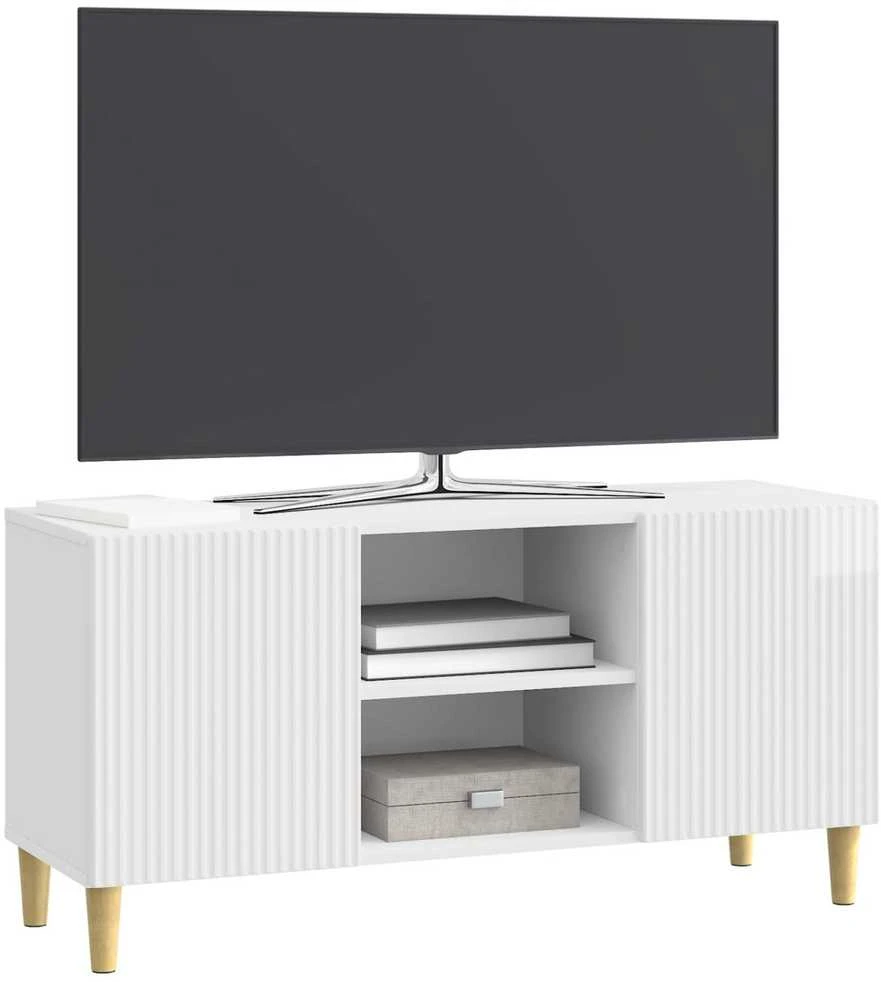 TV staliukas Televizoriaus spintelė 102 x 34,5 x 50 cm Itin blizgi balta